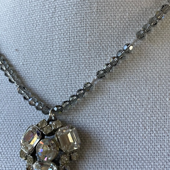 New Swarovski Crystal Necklace with Vintage Repurposed Pin as Pendant - Picture 2 of 4